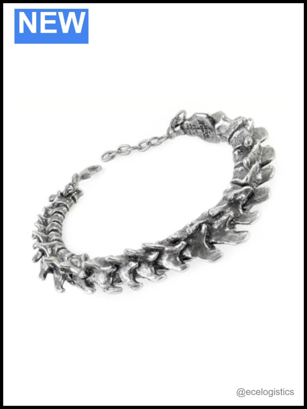 Pewter Spine Hinged Bangle Bracelet with Safety Chain Made in England